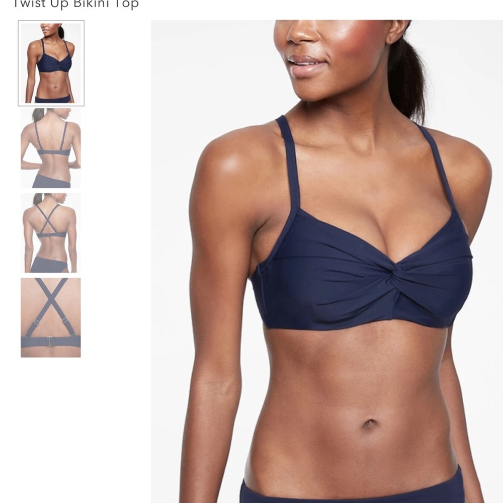 Athleta Black Twist Up Bikini Top Swim Convertible Straps 34 B/C